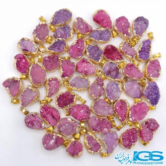 گردنبند سنگ راف کریستال کوارتز صورتی