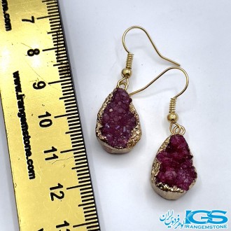 گشواره سنگ کریستال کوارتز صورتی(درنجف)