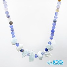 گردنبند سنگ آکوامارین و سنگ عقیق آبی