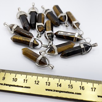 گردنبند منشور سنگ چشم ببر مکرومه بافی