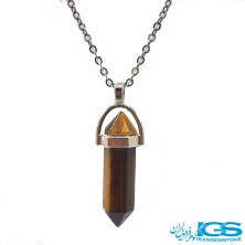 گردنبند منشور سنگ چشم ببر بدون زنجیر