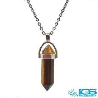 گردنبند منشور سنگ چشم ببر بدون زنجیر