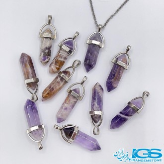 گردنبند سنگ منشور آمیتیست بدون زنجیر