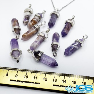 گردنبند سنگ منشور آمیتیست بدون زنجیر