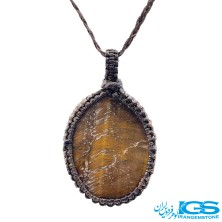 گردنبند سنگ چشم ببر مکرومه بافی