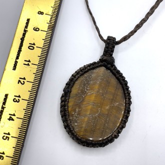 گردنبند سنگ چشم ببر مکرومه بافی