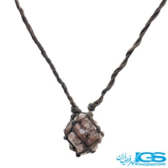 گردنبند سنگ آنالسیم قرمز بلور آنالیسم مکرومه بافی