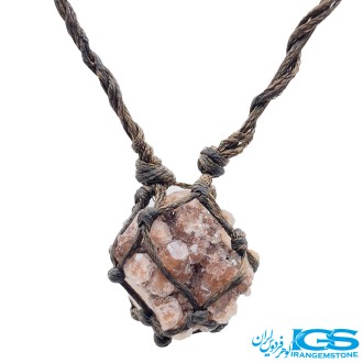 گردنبند سنگ آنالسیم قرمز بلور آنالیسم مکرومه بافی