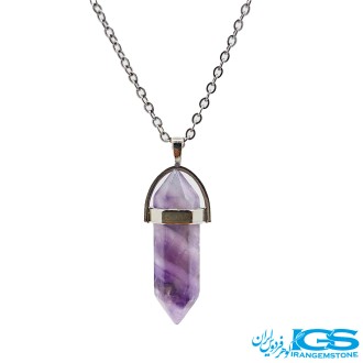 گردنبند سنگ منشور آمیتیست بدون زنجیر