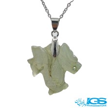 گردنبند سنگ یشم سبز طرح اژدها  بدون زنجیر