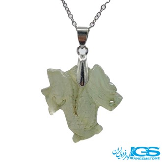 گردنبند سنگ یشم سبز طرح اژدها  بدون زنجیر