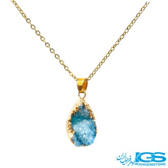 گردنبند سنگ راف کریستال کوارتز آبی