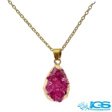 گردنبند سنگ راف کریستال کوارتز صورتی