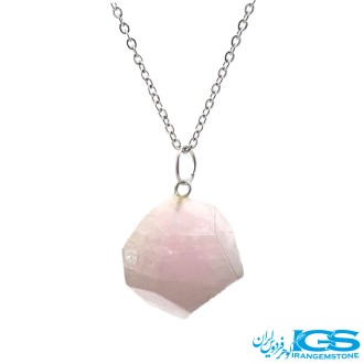 گردنبند سنگ رزکوارتز کوبیک بدون زنجیر