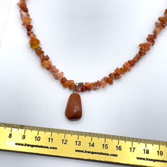 گردنبندسنگ عقیق کارنلین با سنگ دلربا