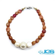 دستبند سنگ یاقوت سرخ و مروارید طبیعی