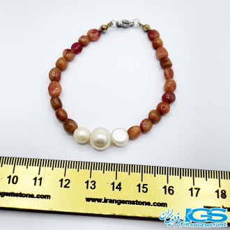 دستبند سنگ یاقوت سرخ و مروارید طبیعی