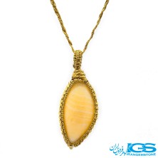 گردنبند سنگ کلسیت طلایی  مکرومه بافی