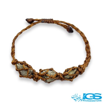 دستبند سنگ  پیریت  راف مکرومه بافی