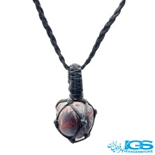 گردنبند سنگ گارنت  سبز بافت مکرومه