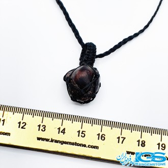 گردنبند سنگ گارنت  سبز بافت مکرومه