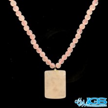 گردنبند سنگ رزکوارتز اویز مستطیلی