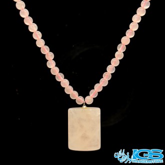 گردنبند سنگ رزکوارتز اویز مستطیلی