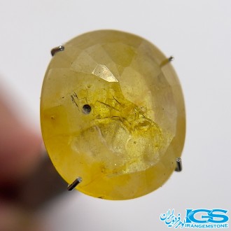 نگین سنگ یاقوت زرد برمه تراش جواهری