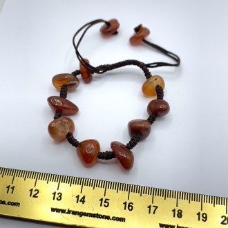 دستبند سنگ عقیق کارنلین مکرومه بافی