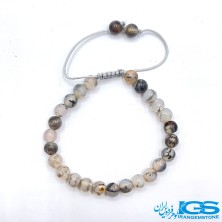 دستبند سنگ عقیق خزه ای مکرومه بافی