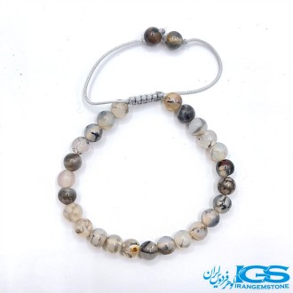 دستبند سنگ عقیق خزه ای مکرومه بافی
