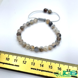 دستبند سنگ عقیق خزه ای مکرومه بافی