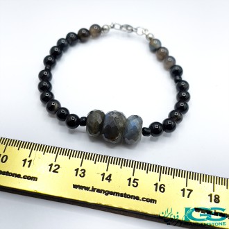 دستبند لابرادوریت عقیق سیاه