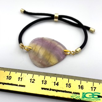 دستبند سنگ فلوریت رنگین کمان مکرومه بافی