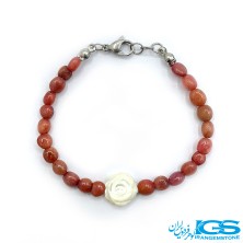 دستبند یاقوت سرخ و پوست صدف طرح گل