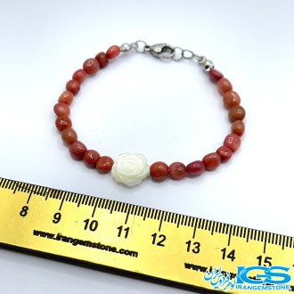 دستبند یاقوت سرخ و پوست صدف طرح گل