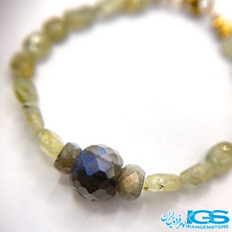 دستبند پرهنیت جواهری و سنگ لابرادوریت جواهری