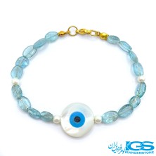 دستبند توپاز با صدف طرح چشم نظر