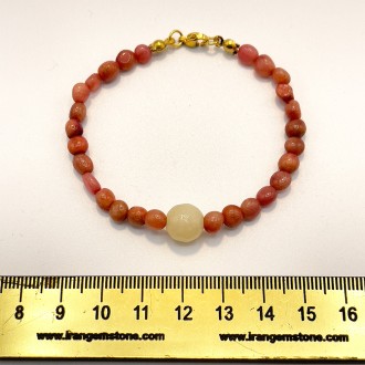 دستبند یاقوت سرخ و سنگ رزکوارتز