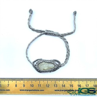 دستبند عقیق سفید  تراش راهب  مکرومه بافی