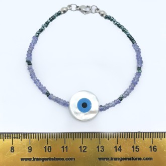 دستبند کیانیت  جواهری با پوست صدف چشم نظر