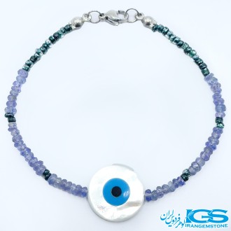 دستبند کیانیت  جواهری با پوست صدف چشم نظر