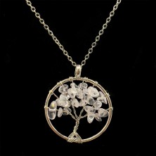 گردنبند سنگ کریستال کوارتز درخت زندگی بدون زنجیر