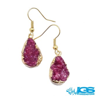 گشواره سنگ کریستال کوارتز صورتی(درنجف)