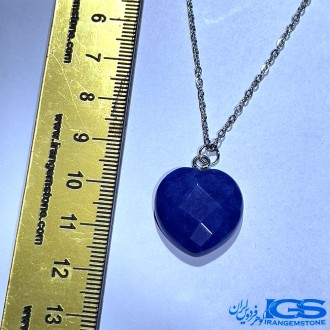 گردنبند یشم جیدیت رنگ شده آبی بدون زنجیر