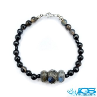 دستبند لابرادوریت عقیق سیاه