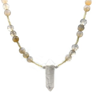 گردنبند هولیت منشور  و عقیق شجر