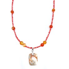 گردنبند عقیق کارنلین باسنگ جاسپر