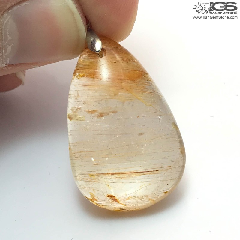 آویز سنگ روتیل طلایی کوارتز روتایل rutile quartz
