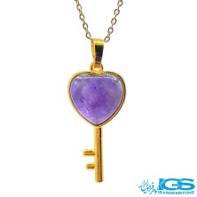 گردنبند سنگ آمیتیست  طلایی ای بدون زنجیر